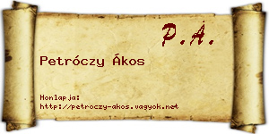 Petróczy Ákos névjegykártya